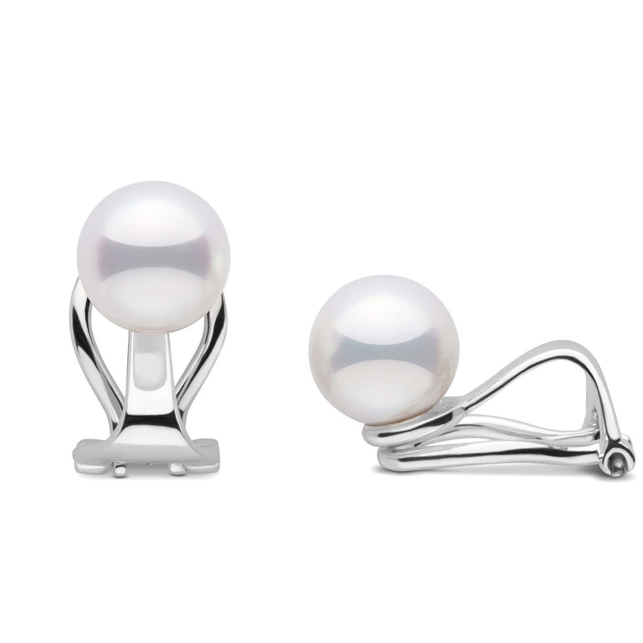 Clip-on Akoya 7.0-7.5 mm Pearl Earrings in white gold