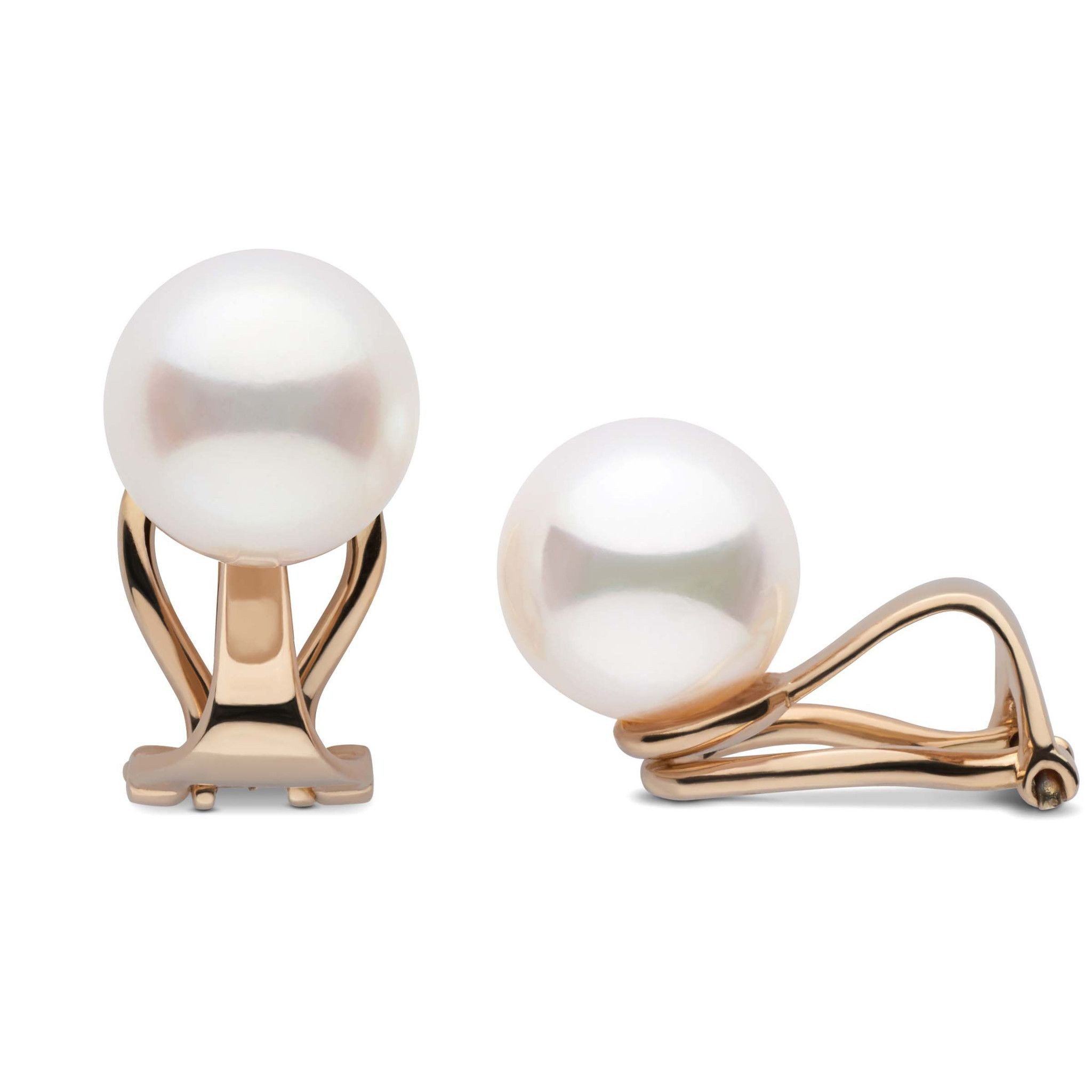 Freshadama freshwater 10.0-10.5 mm Clip-on Pearl Earrings for non-pierced ears in yellow gold