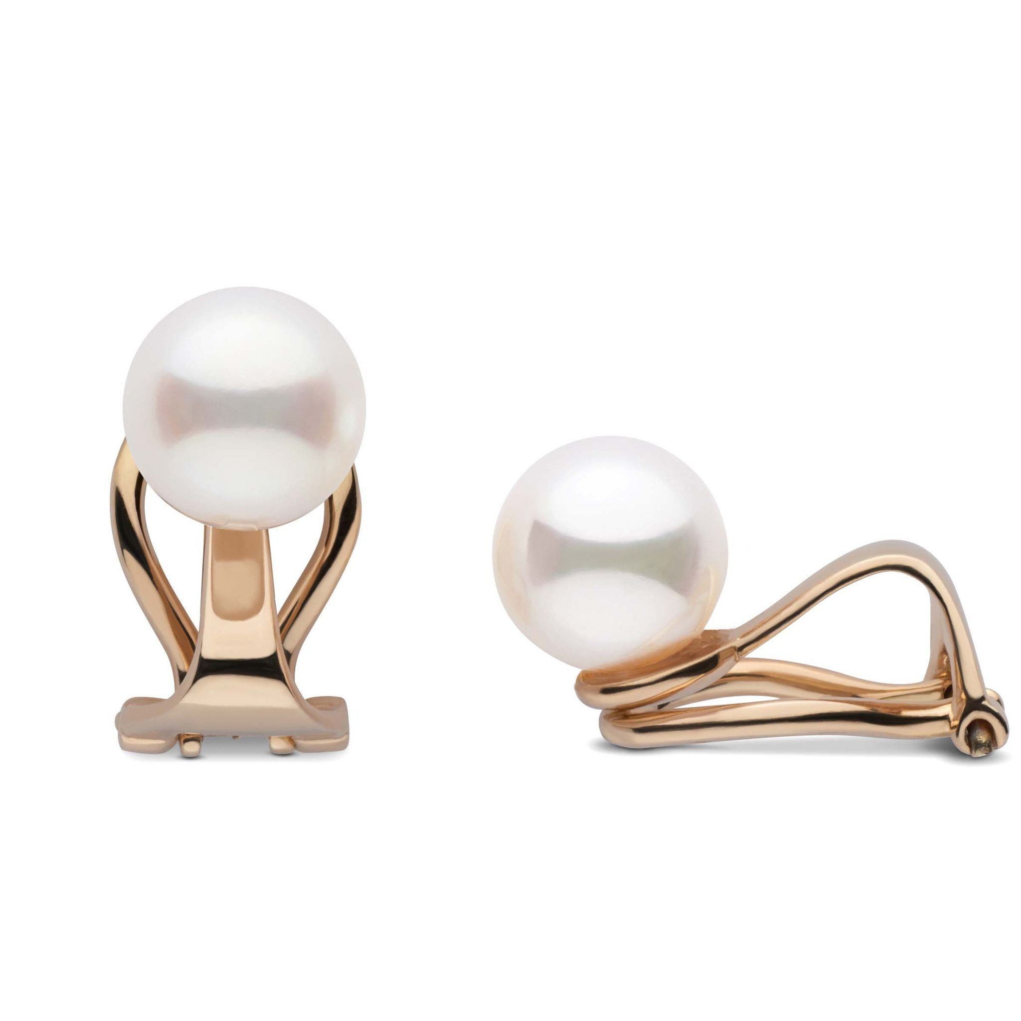 Freshadama freshwater 7.5-8.0 mm Clip-on Pearl Earrings for non-pierced ears in yellow gold