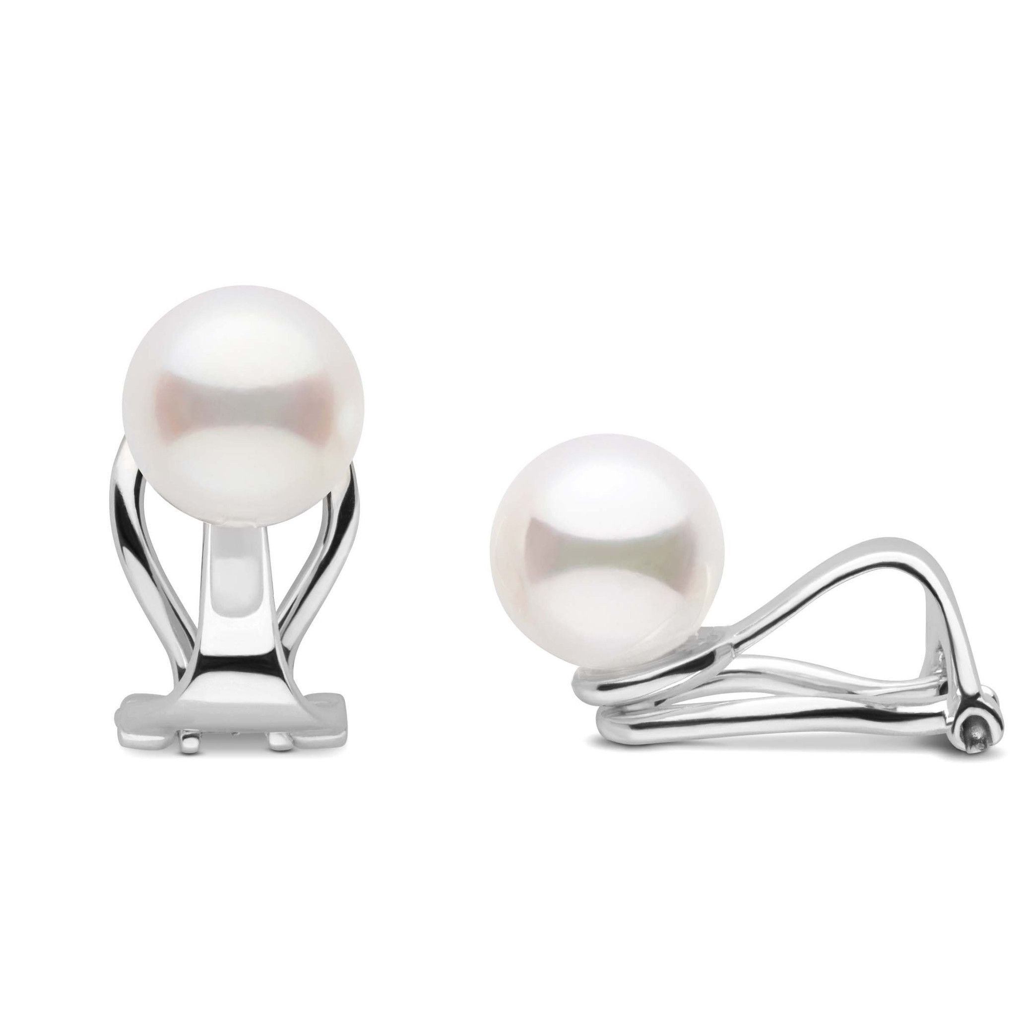 Freshadama freshwater 7.5-8.0 mm Clip-on Pearl Earrings for non-pierced ears in white gold