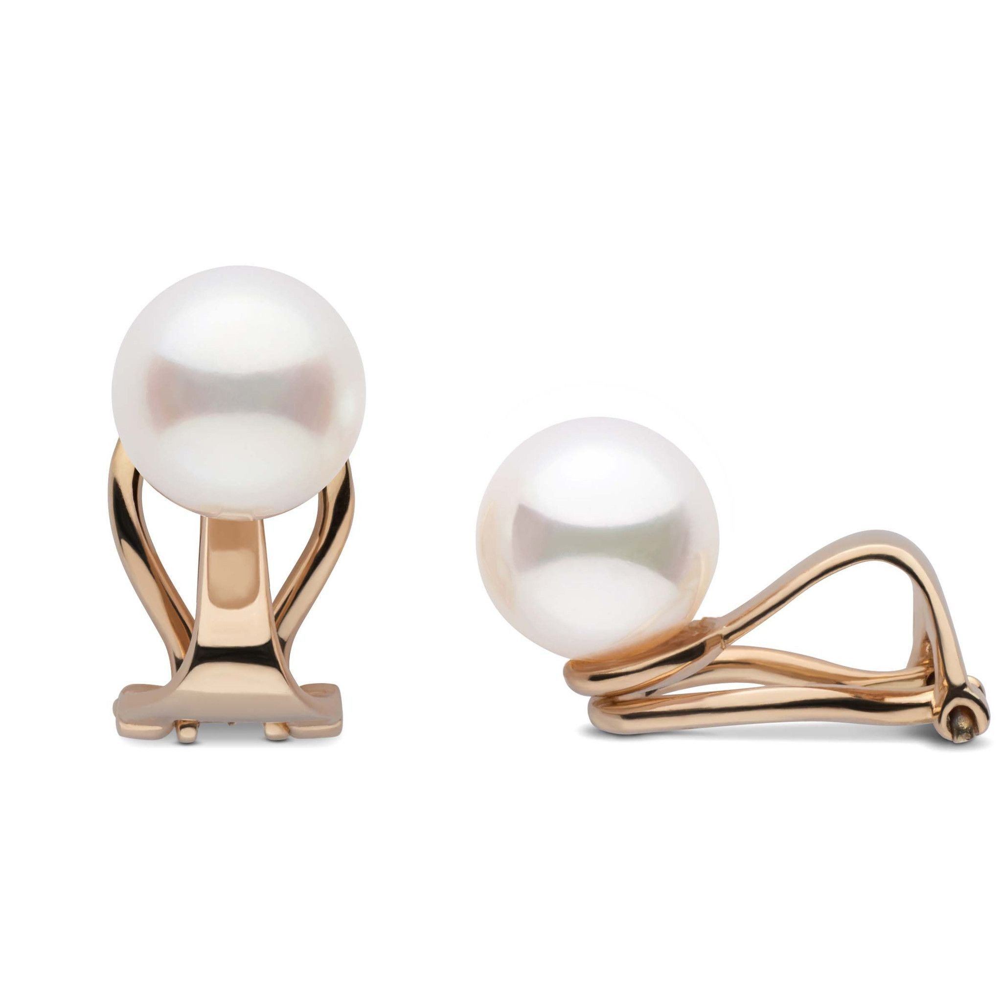 Freshadama freshwater 8.5-9.0 mm Clip-on Pearl Earrings for non-pierced ears in yellow gold