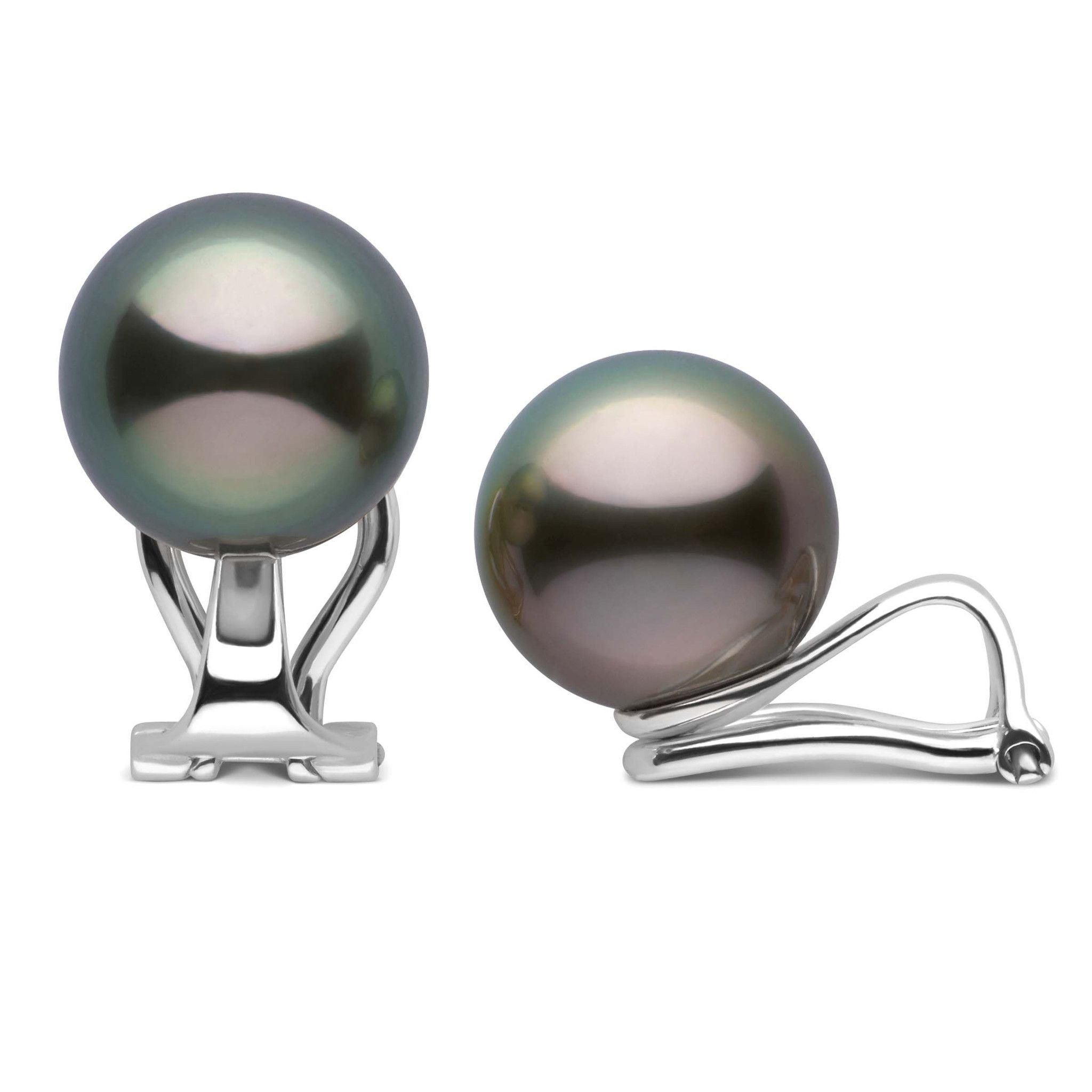 Clip Collection Tahitian 10.0-11.0 mm Pearl Stud Earrings white gold