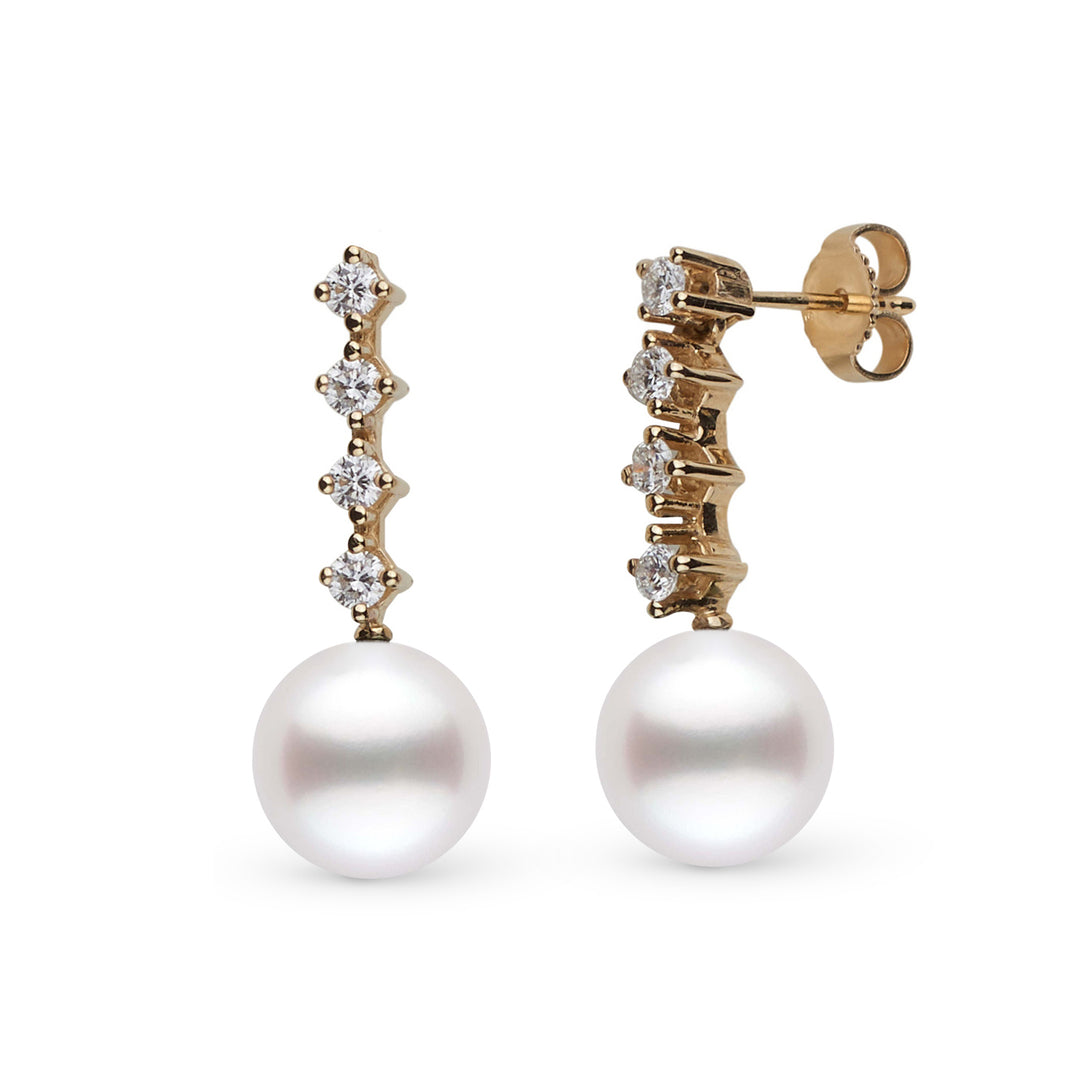 9.0-10.0 mm White South Sea Pearl and Diamond Luminary Collection Earrings