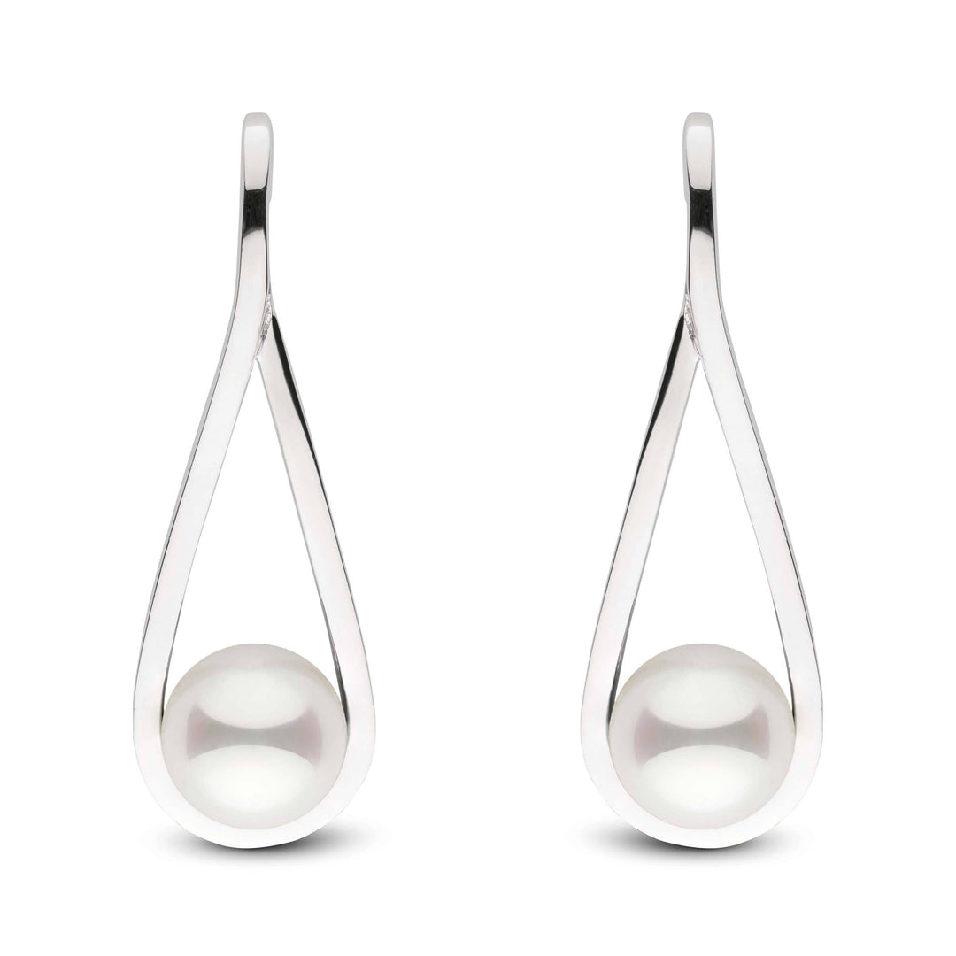 Cradle Collection Akoya Pearl Earrings white gold front