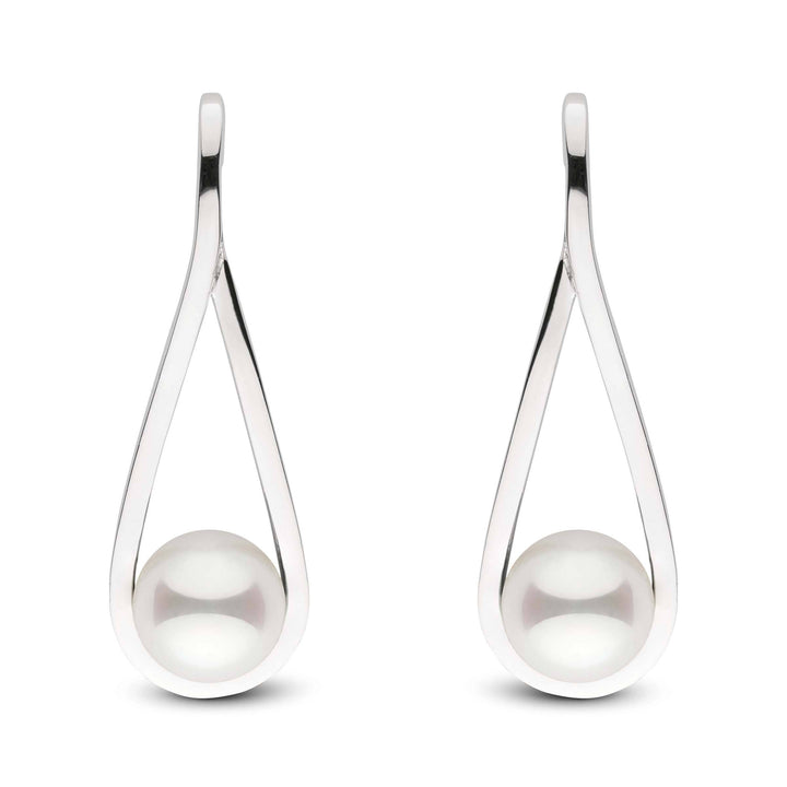Cradle Collection Akoya Pearl Earrings white gold front