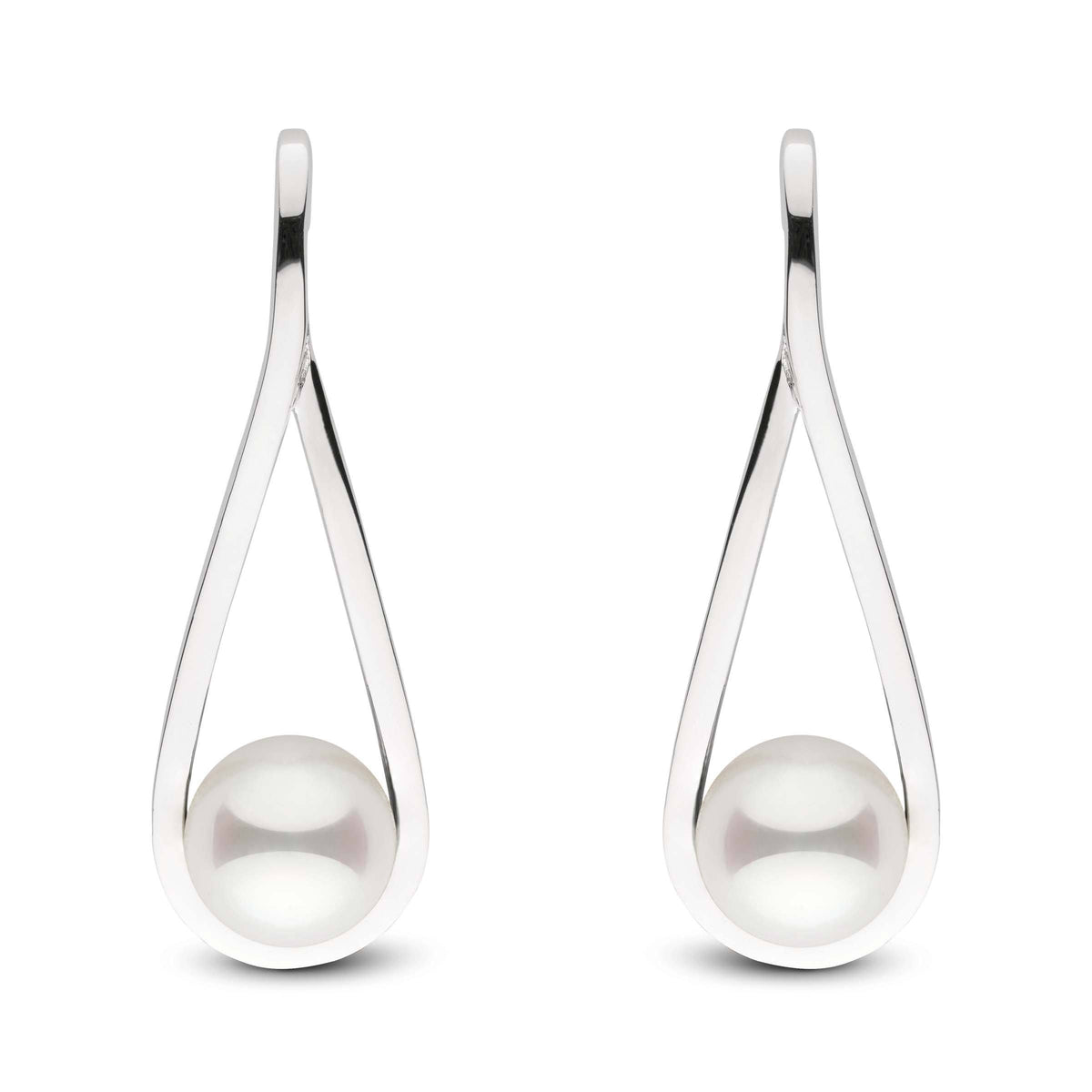Cradle Collection Akoya Pearl Earrings white gold front
