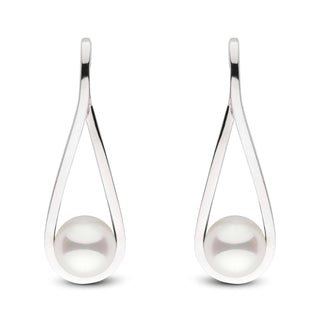 Cradle Collection Akoya Pearl Earrings white gold front