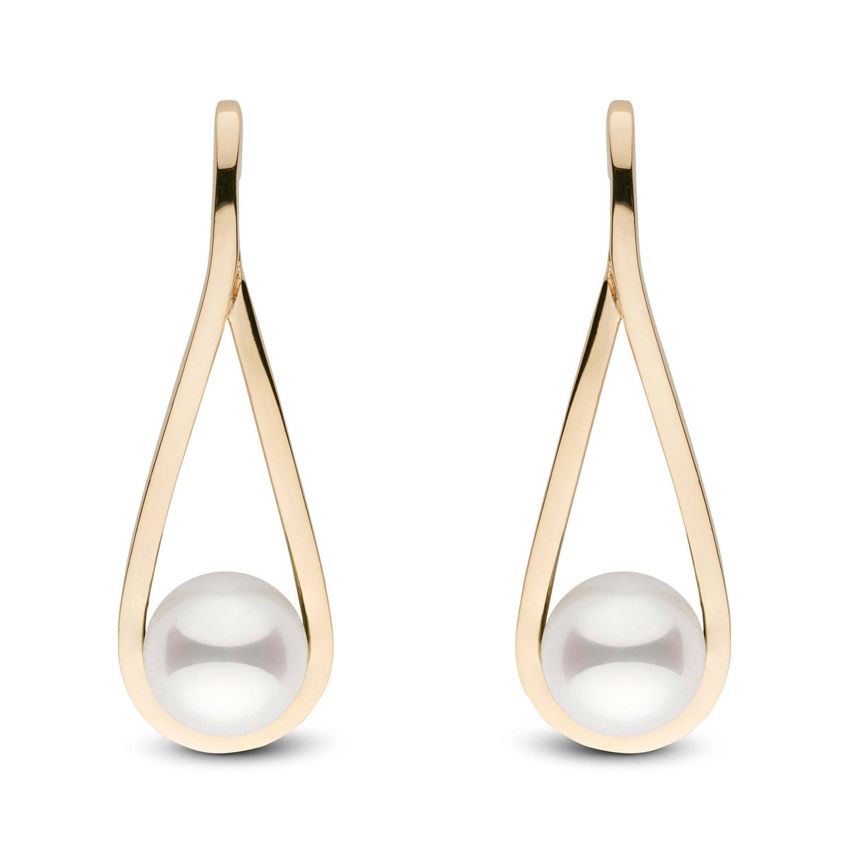 Cradle Collection Akoya Pearl Earrings yellow gold front