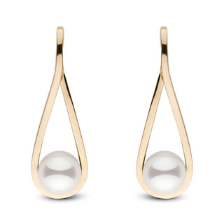 Cradle Collection Akoya Pearl Earrings yellow gold front