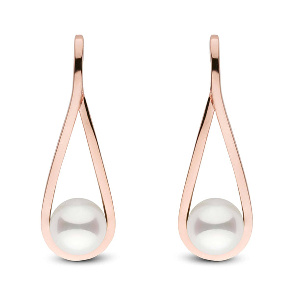 Cradle Collection Akoya Pearl Earrings rose gold front