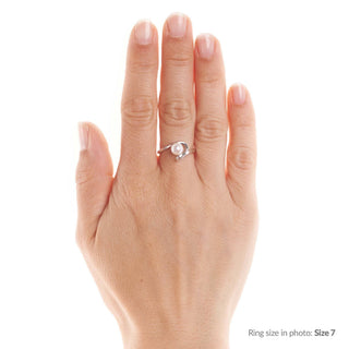 Cursive Collection Akoya Pearl Ring white gold on model hand