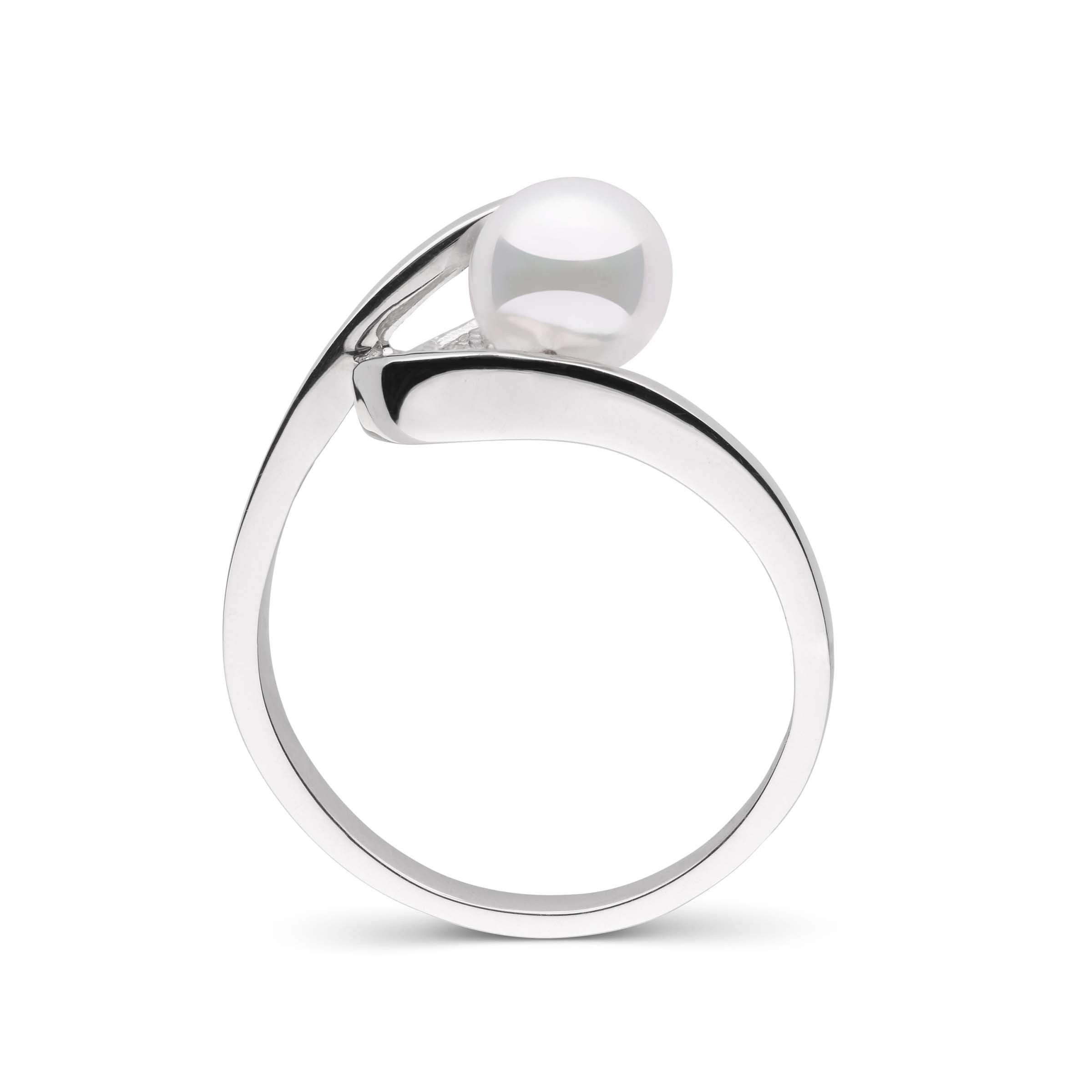Cursive Collection Akoya Pearl Ring white gold side
