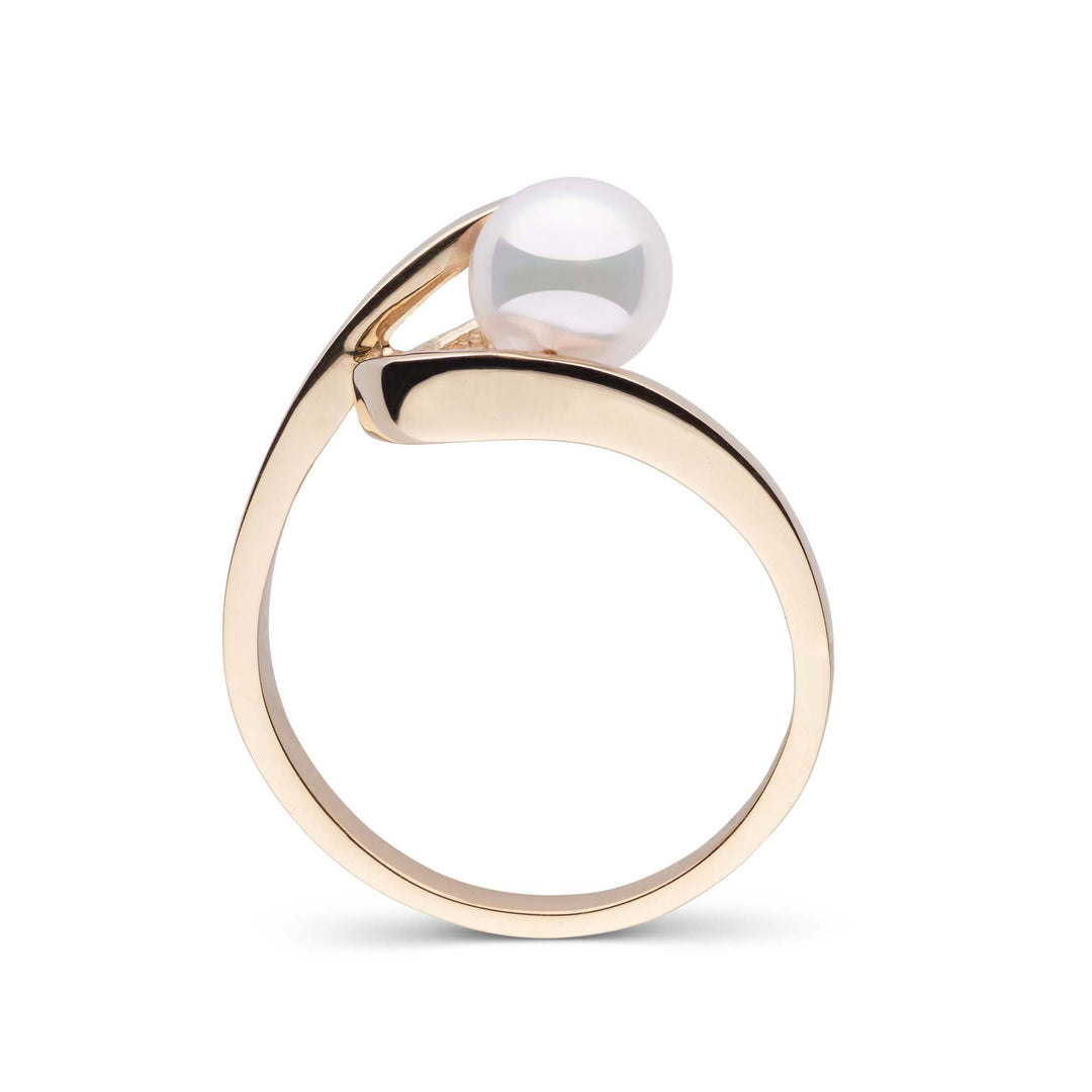 Cursive Collection Akoya Pearl Ring yellow gold side
