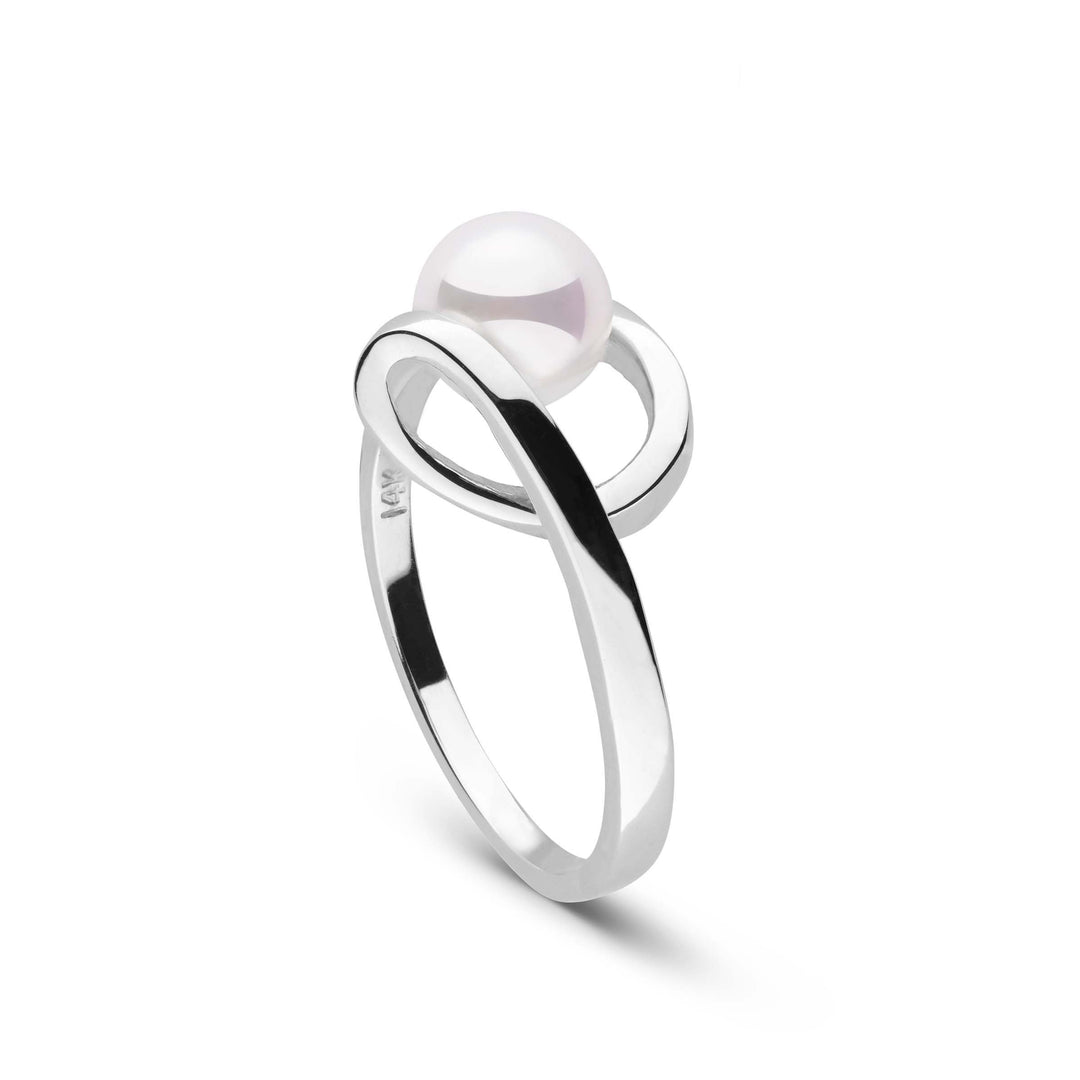 Cursive Collection Akoya Pearl Ring white gold