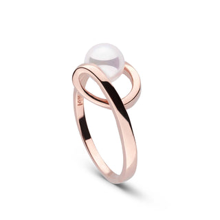 Cursive Collection Akoya Pearl Ring rose gold angle