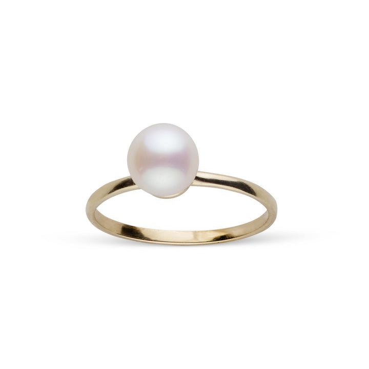 Demure Classic Collection 7.0-7.5 mm Akoya Pearl Ring yellow gold angle view