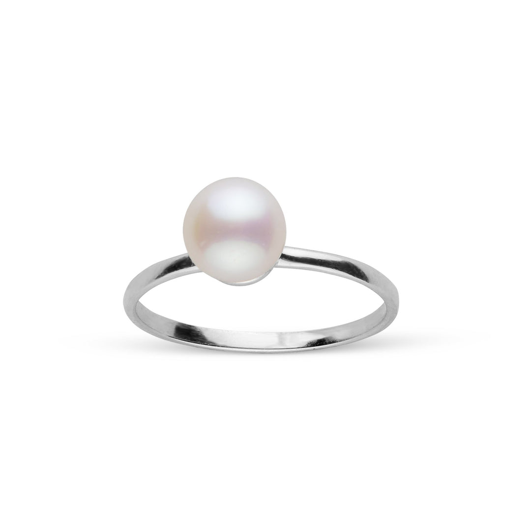 Demure Classic Collection 7.0-7.5 mm Akoya Pearl Ring white gold angle view