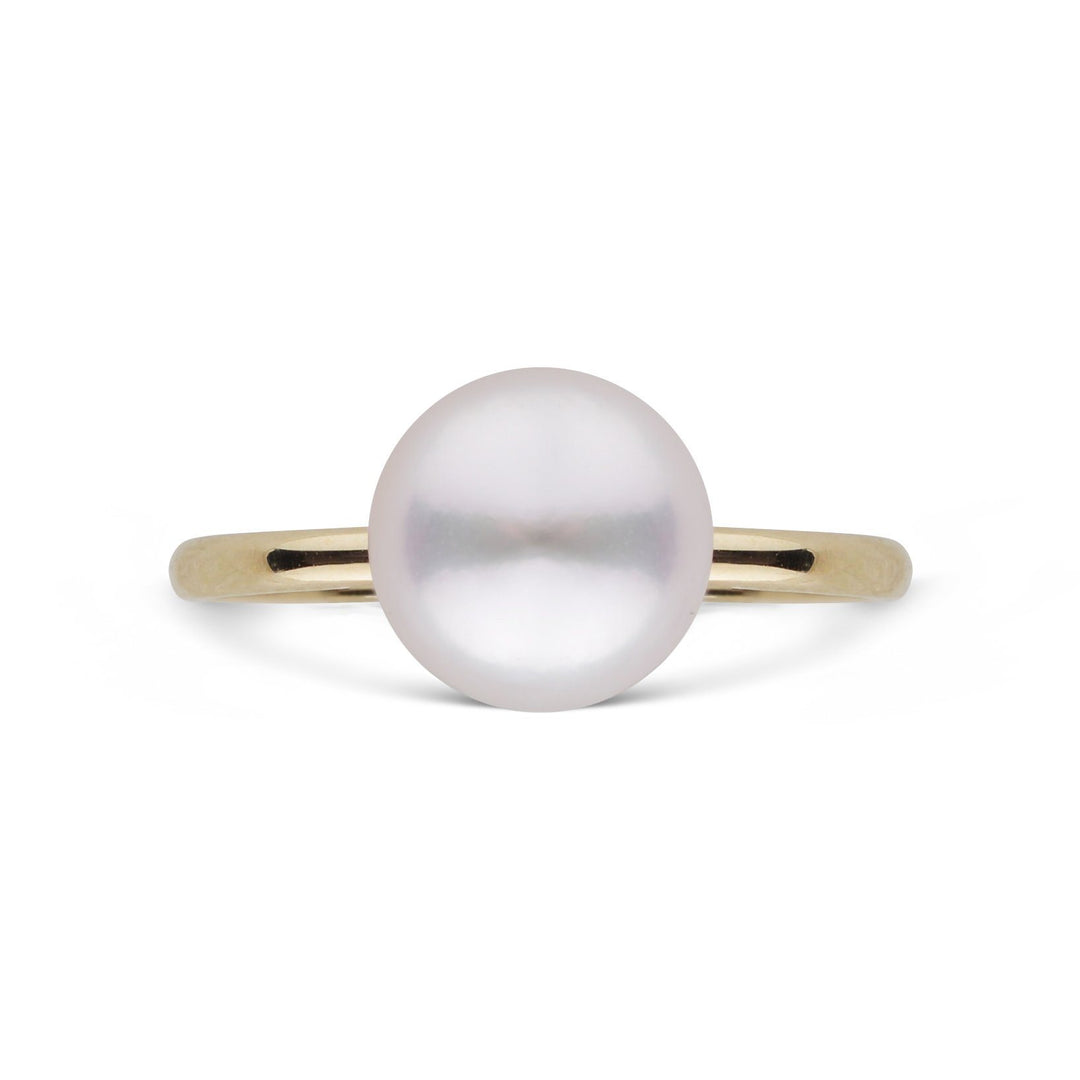 Demure Classic Collection 7.0-7.5 mm Akoya Pearl Ring yellow gold top view
