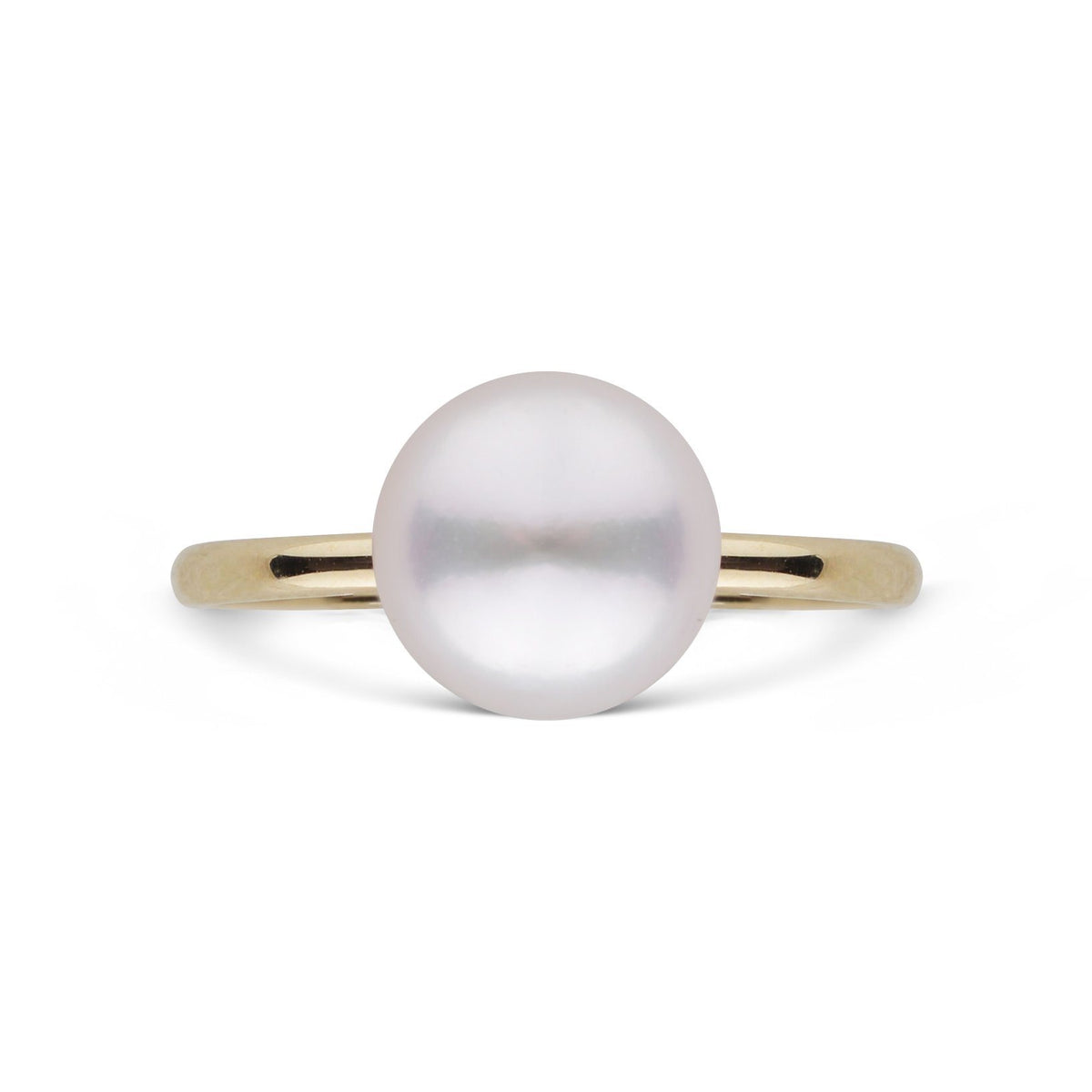 Demure Classic Collection 7.0-7.5 mm Akoya Pearl Ring yellow gold top view