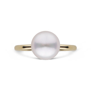 Demure Classic Collection 7.0-7.5 mm Akoya Pearl Ring yellow gold top view