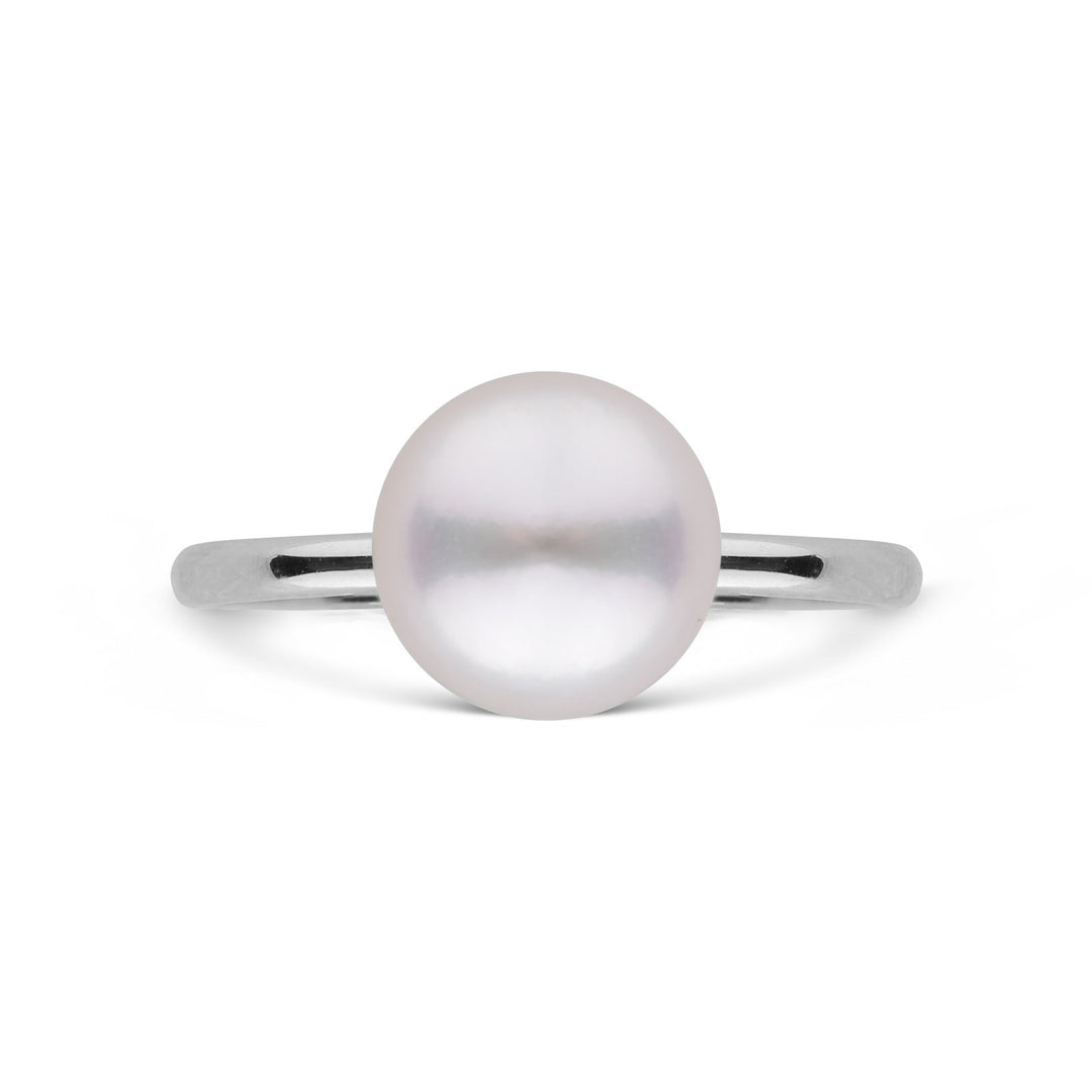 Demure Classic Collection 7.0-7.5 mm Akoya Pearl Ring white gold top view