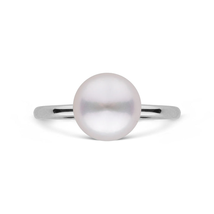 Demure Classic Collection 7.0-7.5 mm Akoya Pearl Ring white gold top view
