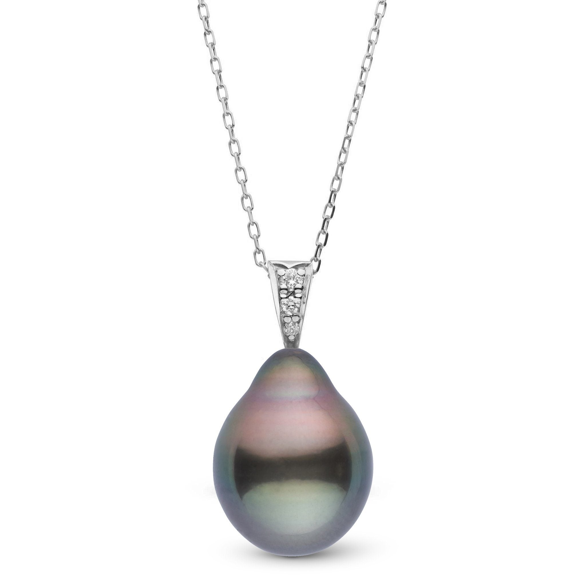 Desire Collection 11.0-12.0 mm Drop Tahitian Pearl & Diamond Pendant
