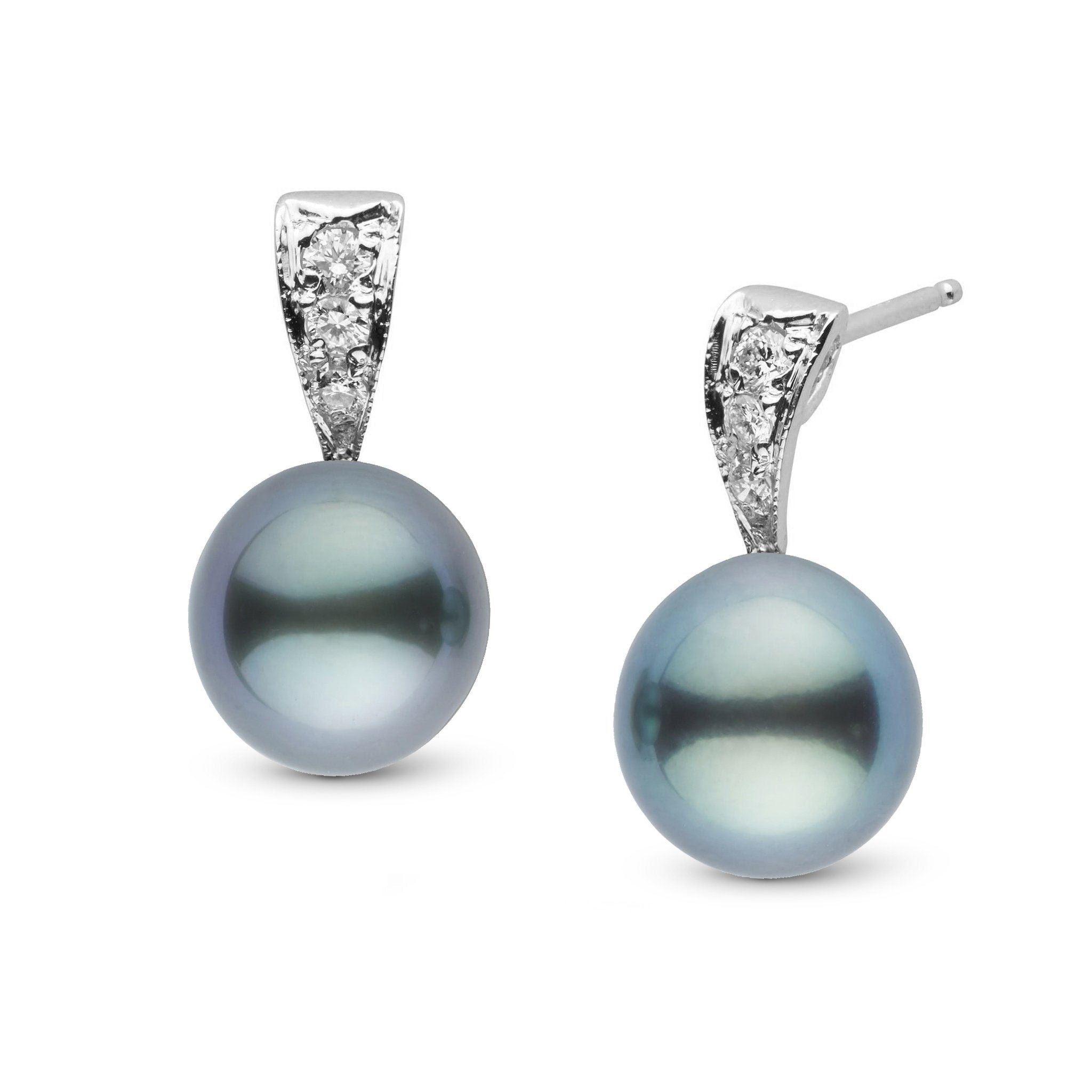 Desire Collection 8.0-9.0 mm Drop Tahitian Pearl & Diamond Earrings