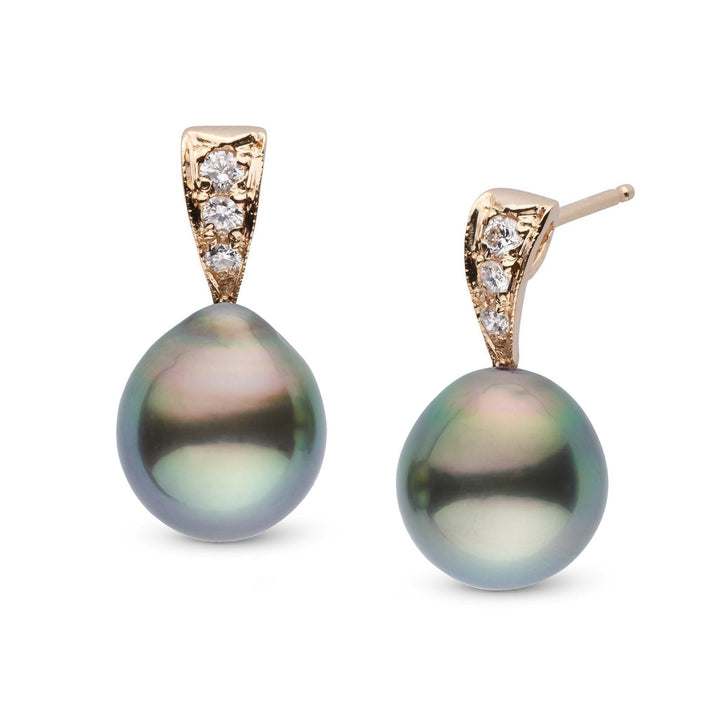 Desire Collection 9.0-10.0 mm Drop Tahitian Pearl & Diamond Earrings