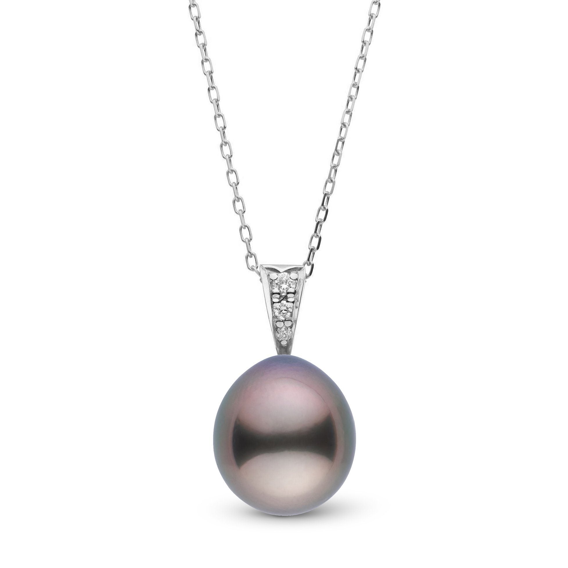 Desire Collection 9.0-10.0 mm Drop Tahitian Pearl & Diamond Pendant
