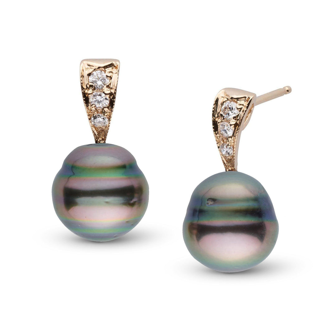 Desire Collection 8.0-9.0 mm Baroque Tahitian Pearl & Diamond Earrings yg