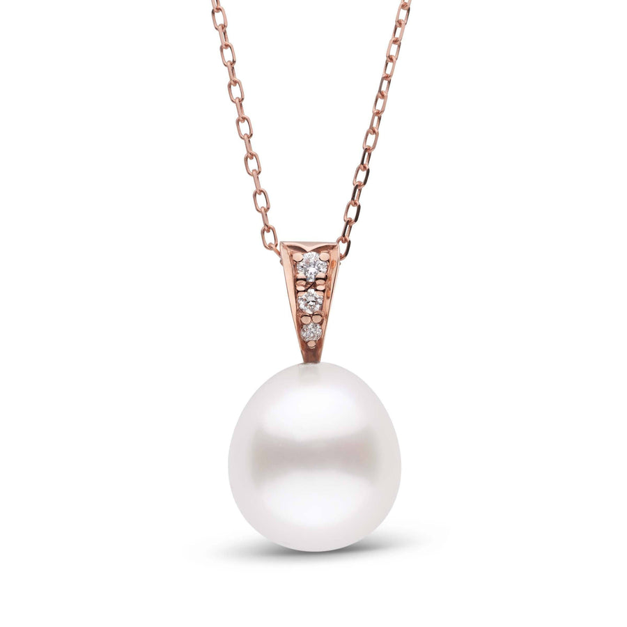 Desire Collection Drop White 10.0-11.0 mm South Sea Pearl and Diamond Pendant rose gold