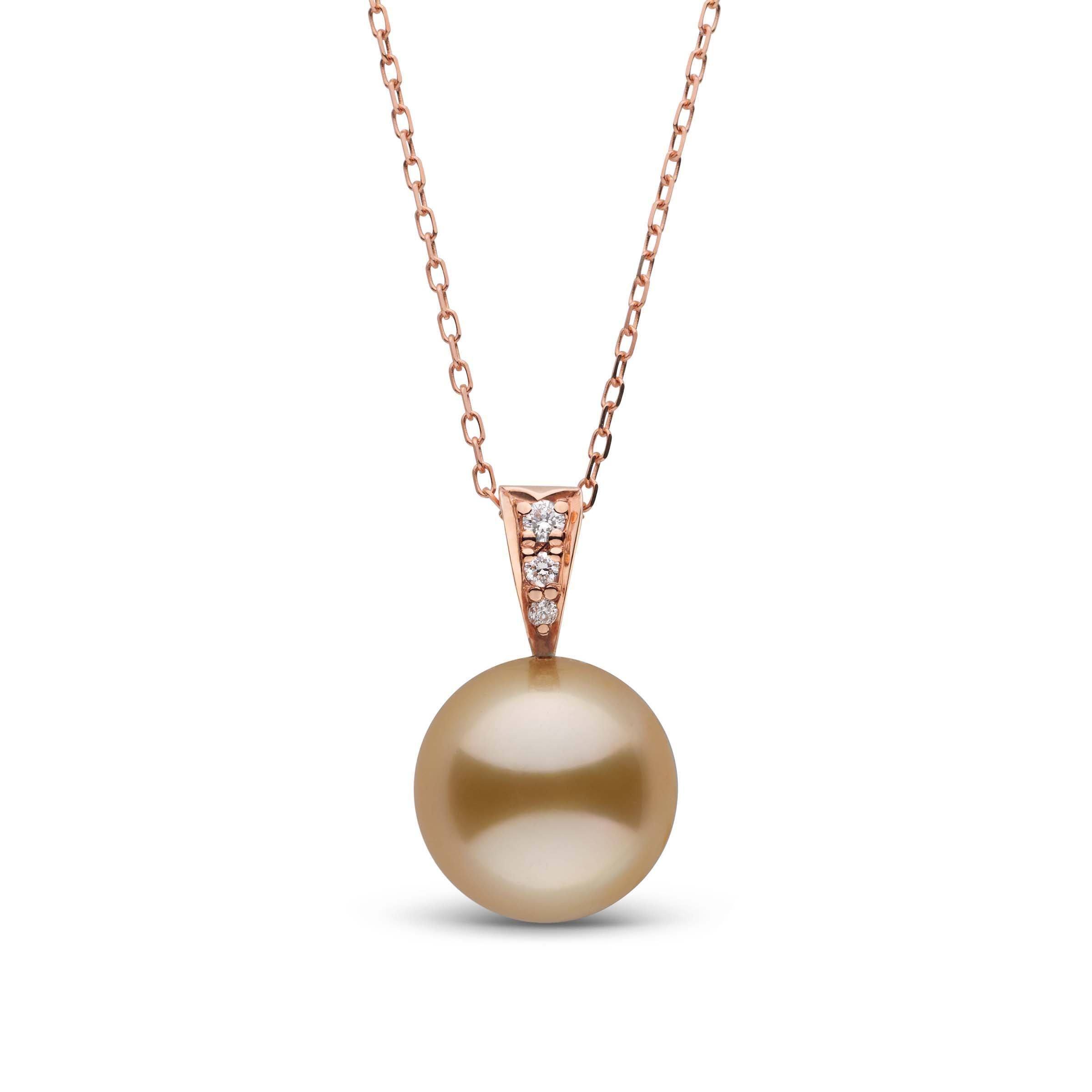 Desire Collection Golden 10.0-11.0 mm South Sea Pearl and Diamond Pendant
