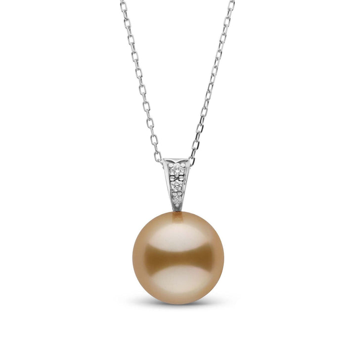 Desire Collection Golden 11.0-12.0 mm South Sea Pearl and Diamond Pendant