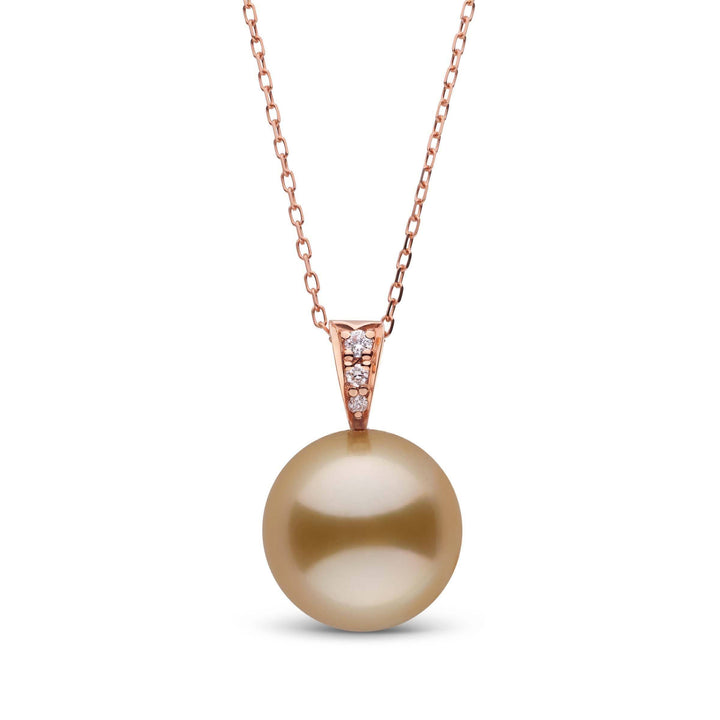 Desire Collection Golden 12.0-13.0 mm South Sea Pearl and Diamond Pendant