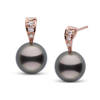 Desire Collection 9.0- 10.0 mm Tahitian Pearl and Diamond Earrings