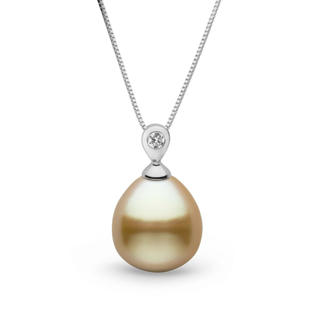 Dew Collection Drop Golden 10.0-11.0 mm South Sea Pearl and Diamond Pendant wg
