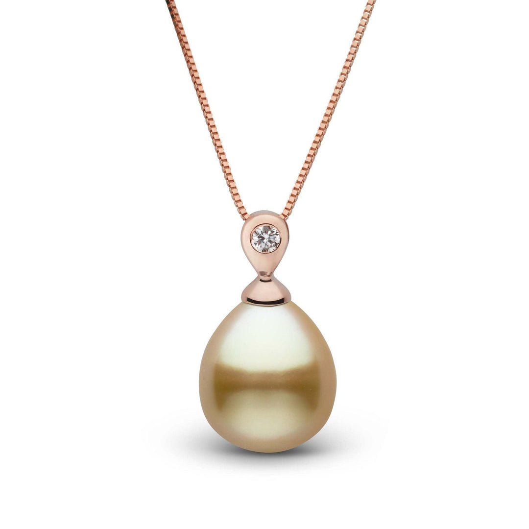Dew Collection Drop Golden 9.0-10.0 mm South Sea Pearl and Diamond Pendant RG