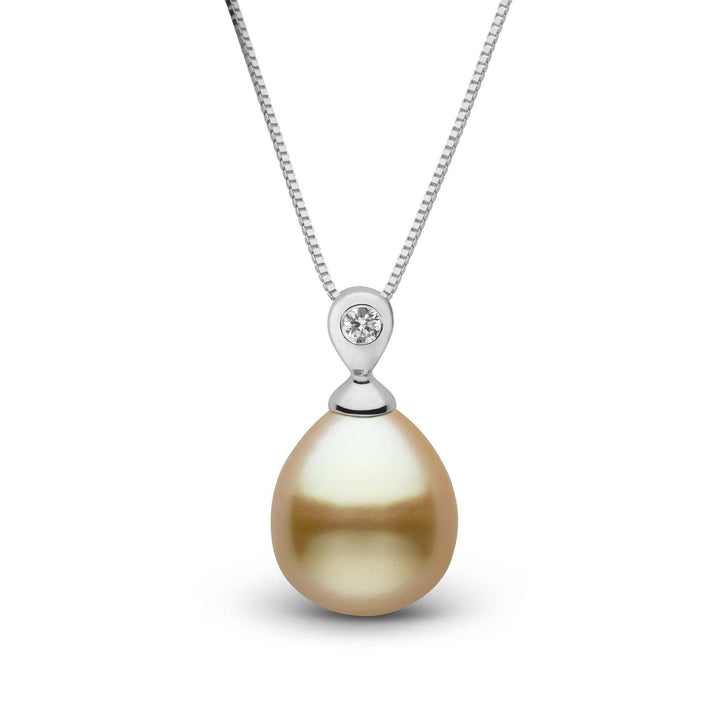 Dew Collection Drop Golden 9.0-10.0 mm South Sea Pearl and Diamond Pendant WG