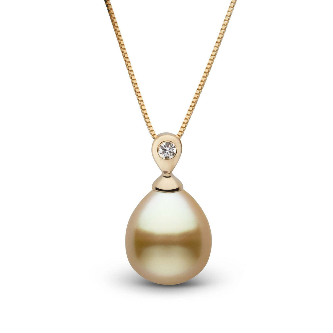 Dew Collection Drop Golden 9.0-10.0 mm South Sea Pearl and Diamond Pendant YG