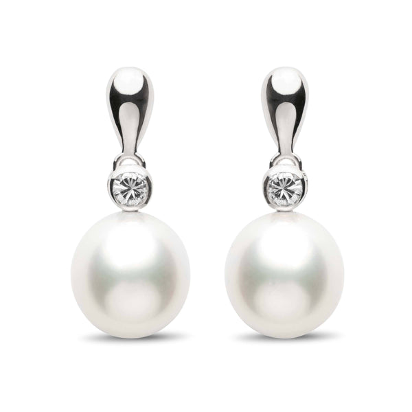 Dew Collection Drop White South Sea 10.0-11.0 mm Pearl and Diamond Earrings wg
