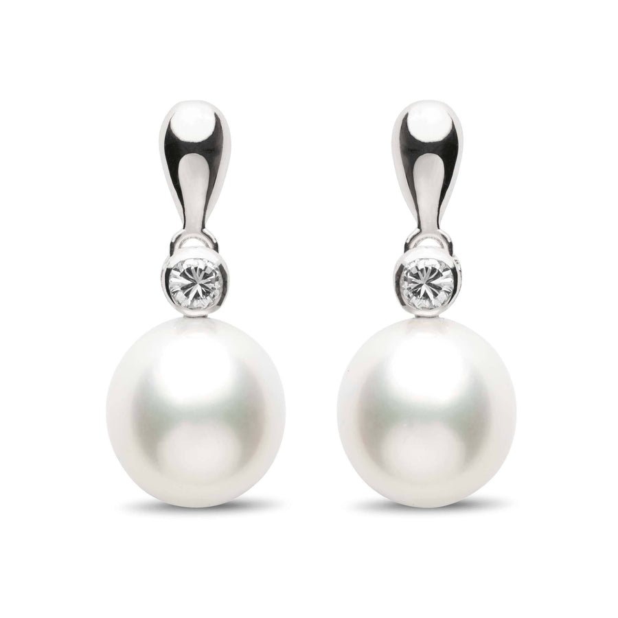 Dew Collection Drop White South Sea 10.0-11.0 mm Pearl and Diamond Earrings wg