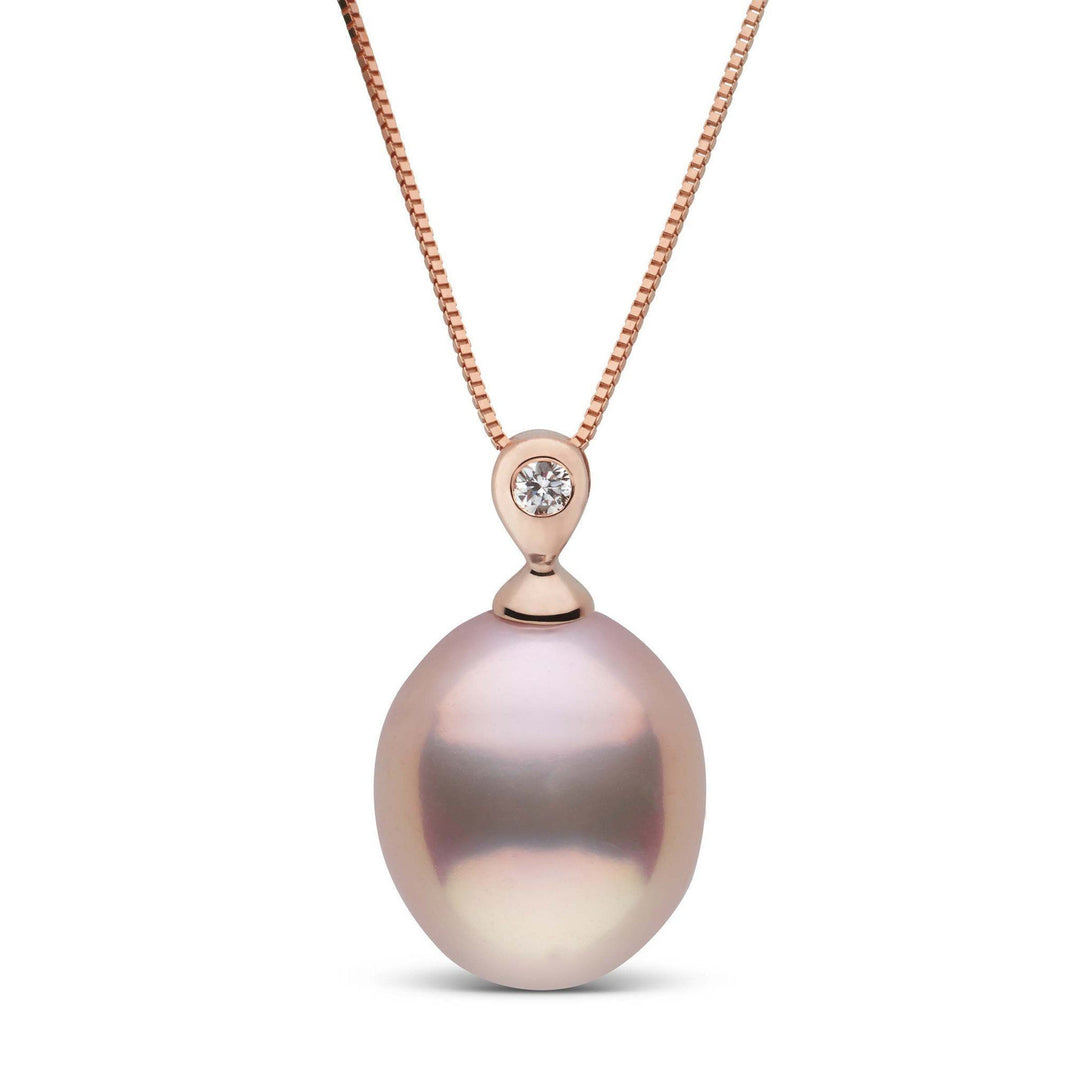 Dew Collection Pink Drop Freshwater Pearl and Diamond Pendant