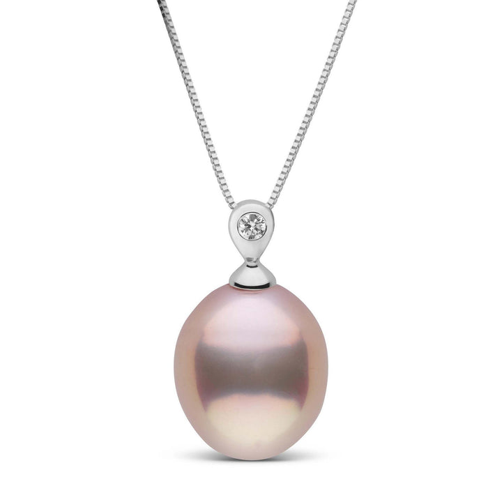 Dew Collection Pink Drop Freshwater Pearl and Diamond Pendant