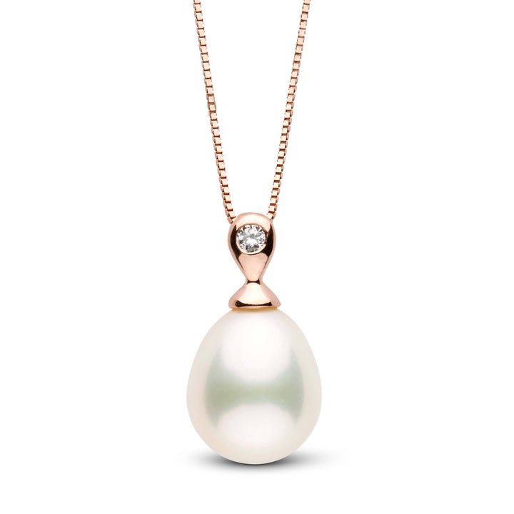 Dew Collection 9.0-10.0 mm White Drop Freshwater Pearl and Diamond Pendant