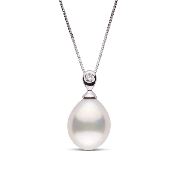 Dew Collection 9.0-10.0 mm White Drop Freshwater Pearl and Diamond Pendant