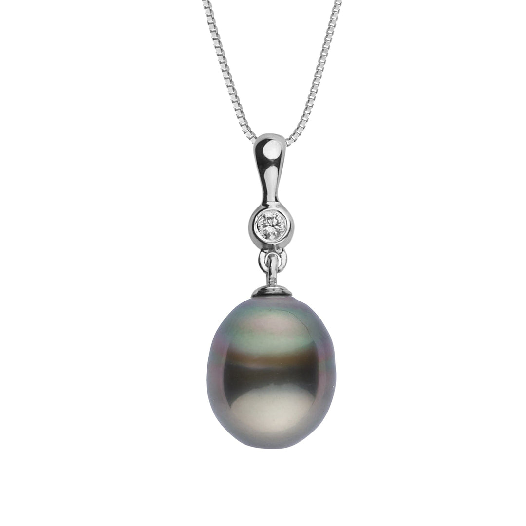 Romantic Collection 10.0-11.0 mm Tahitian Drop Pearl and Diamond Pendant