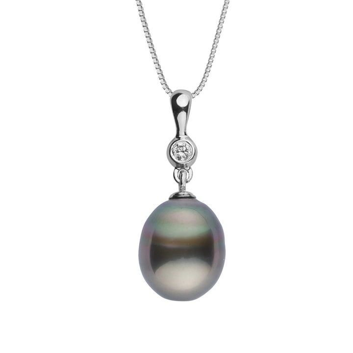 Romantic Collection 10.0-11.0 mm Tahitian Drop Pearl and Diamond Pendant
