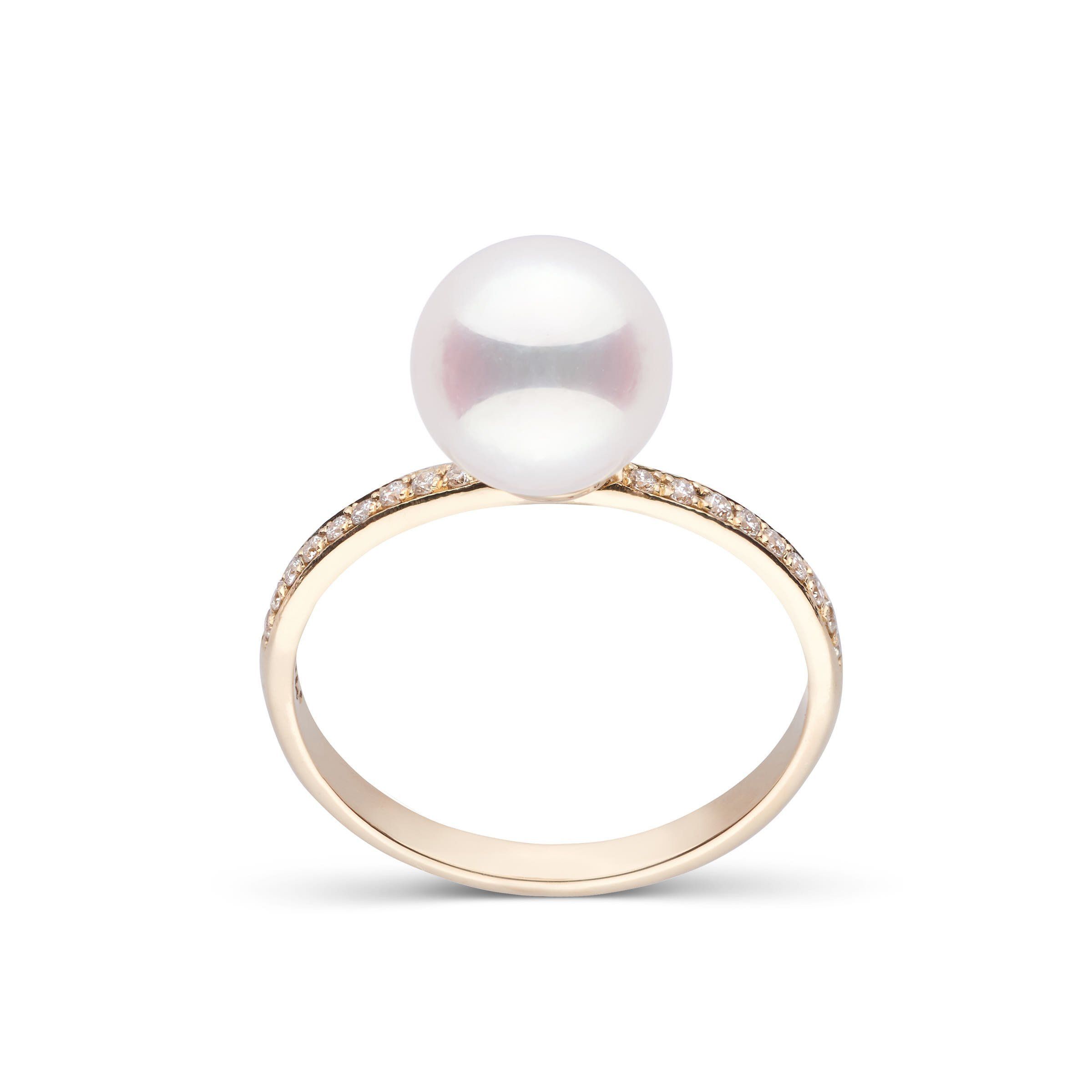 Diamond Classic Collection Akoya Pearl Ring yellow gold side