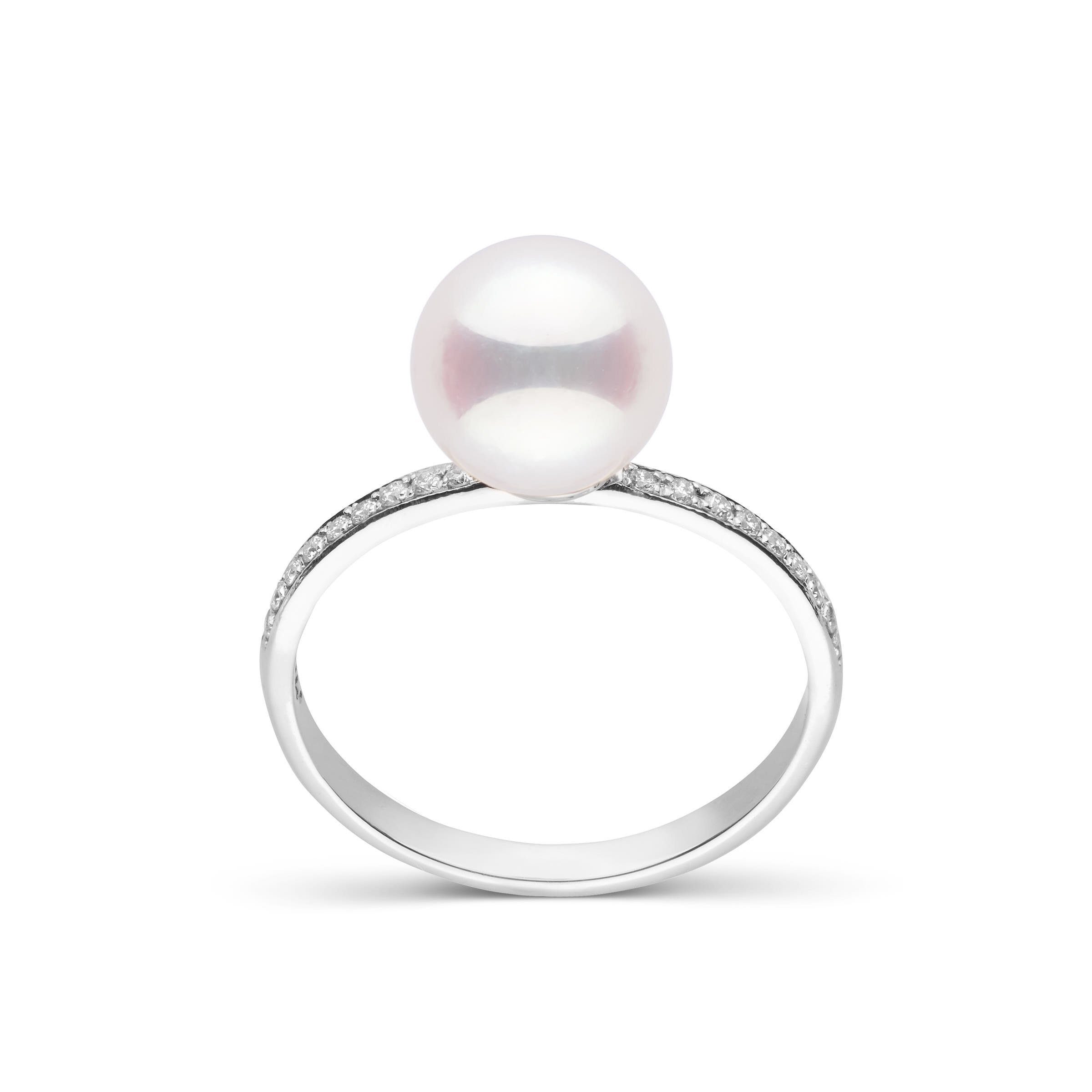 Diamond Classic Collection Akoya Pearl Ring white gold side view